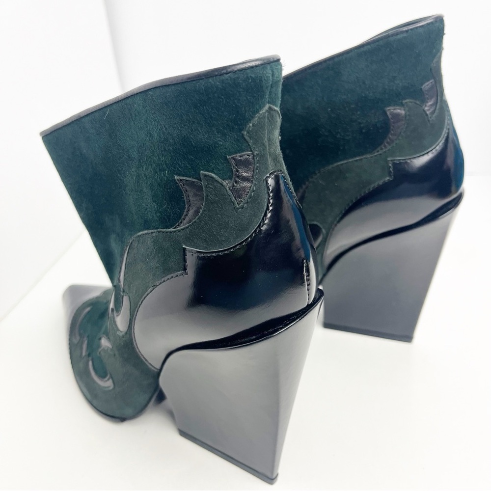 SERGIO ROSSI Black Green Western Pointy Toe Ankle Booties, EU 36 Quiet Luxury - Picture 11 of 11